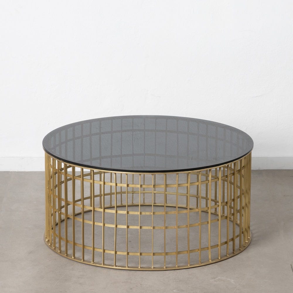 Mesa De Cafe Ouro Metal-Cristal Room 91 X 91 X 43 Cm - Image 2