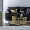 Mesa De Cafe Ouro Metal-Cristal Room 91 X 91 X 43 Cm