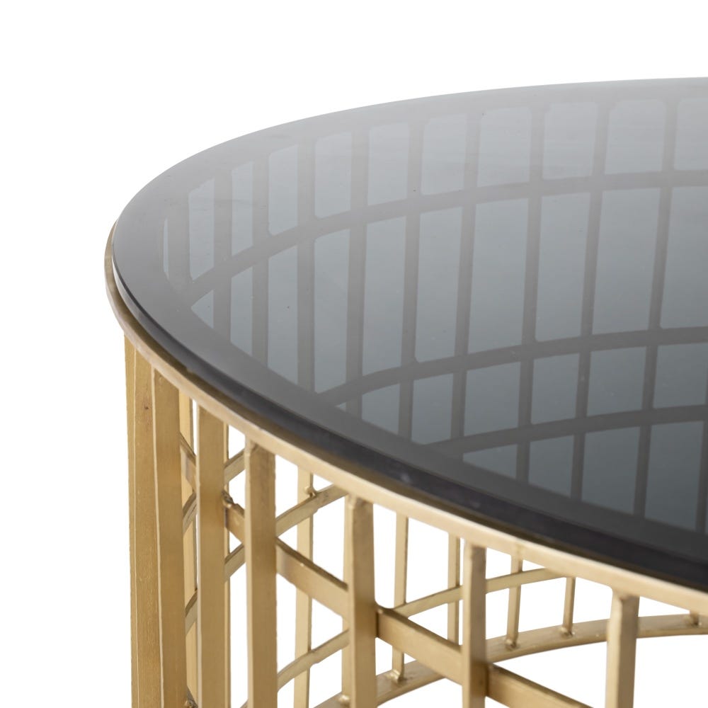 Mesa De Cafe Ouro Metal-Cristal Room 91 X 91 X 43 Cm - Image 3