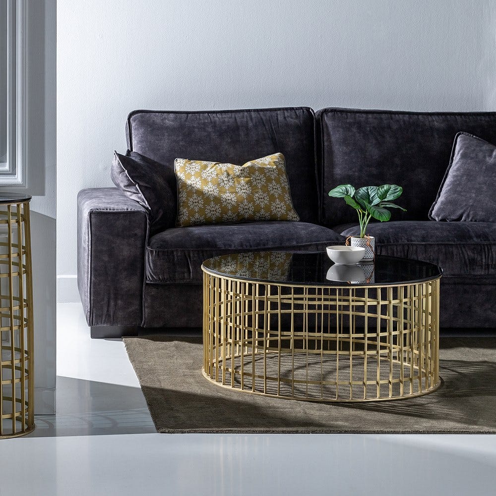 Mesa De Cafe Ouro Metal-Cristal Room 91 X 91 X 43 Cm - Image 4