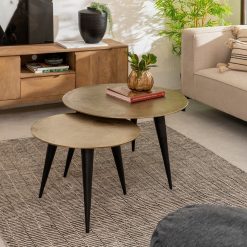 Mesa De Cafe Ouro-Petro Aluminio Room 60 X 60 X 45 Cm