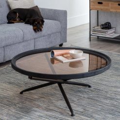 Mesa De Cafe Preto Madeira-Metal 100 X 100 X 40 Cm
