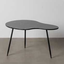 Mesa De Cafe Preto Metal-Mármore 80 X 58 X 45 Cm