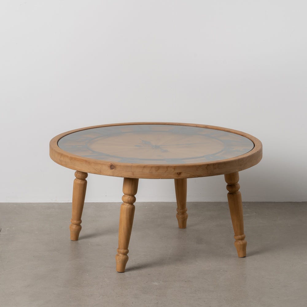 Mesa De Cafe Relógio Natural Mdf-Madeira 80 X 80 X 41 Cm - Image 2