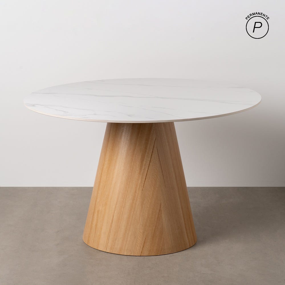 Mesa De Jantar Branco-Natural 120 X 120 X 75 Cm - Image 2