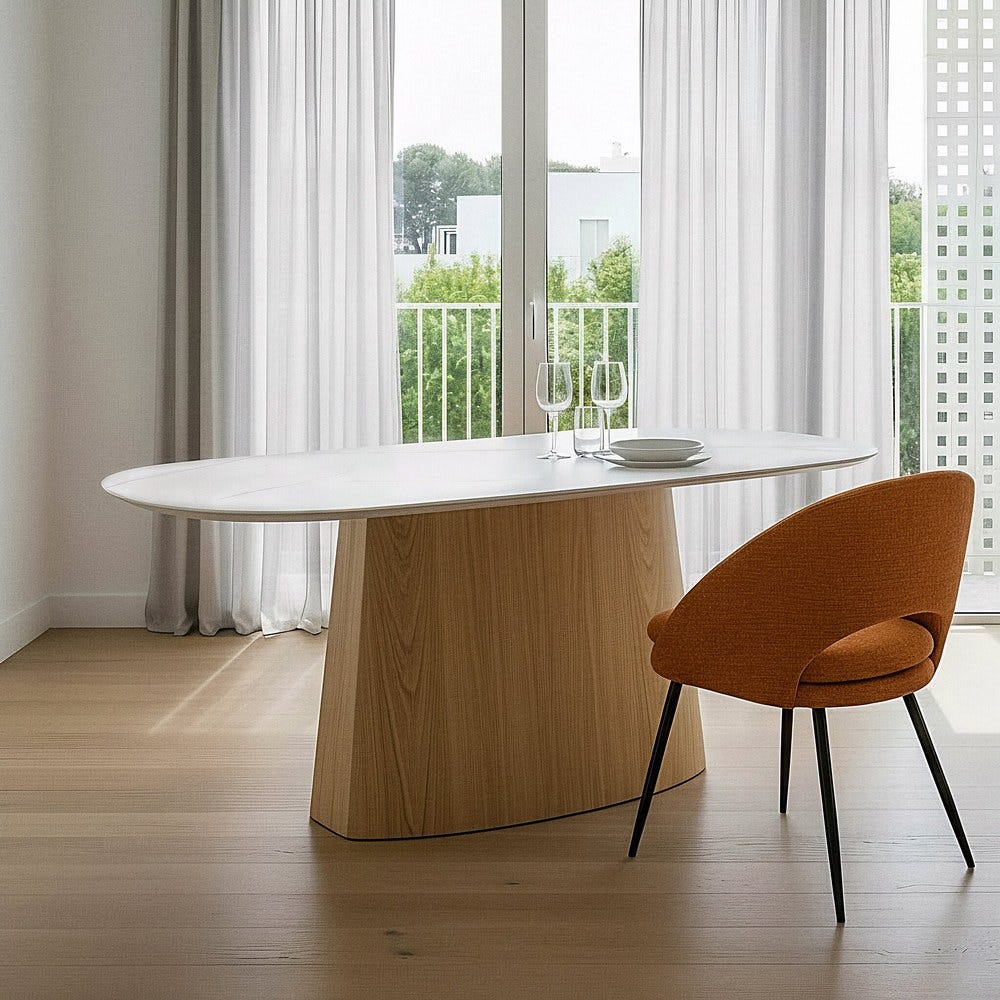 Mesa De Jantar Branco-Natural 180 X 90 X 75 Cm - Image 2