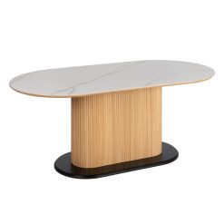 Mesa De Jantar Branco-Natural 180 X 90 X 75 Cm