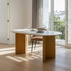 Alternative view of Mesa De Jantar Branco-Natural 180 X 90 X 76 Cm