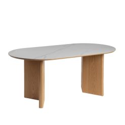 Mesa De Jantar Branco-Natural 180 X 90 X 76 Cm