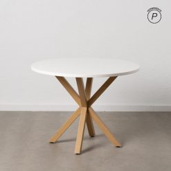 Alternative view of Mesa De Jantar Branco-Natural Mdf-Metal 100 X 100 X 76 Cm