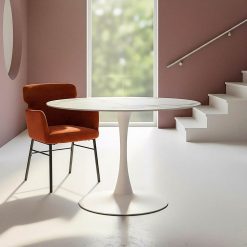 Alternative view of Mesa De Jantar Branco Pedra Sinterizada 100 X 100 X 75 Cm