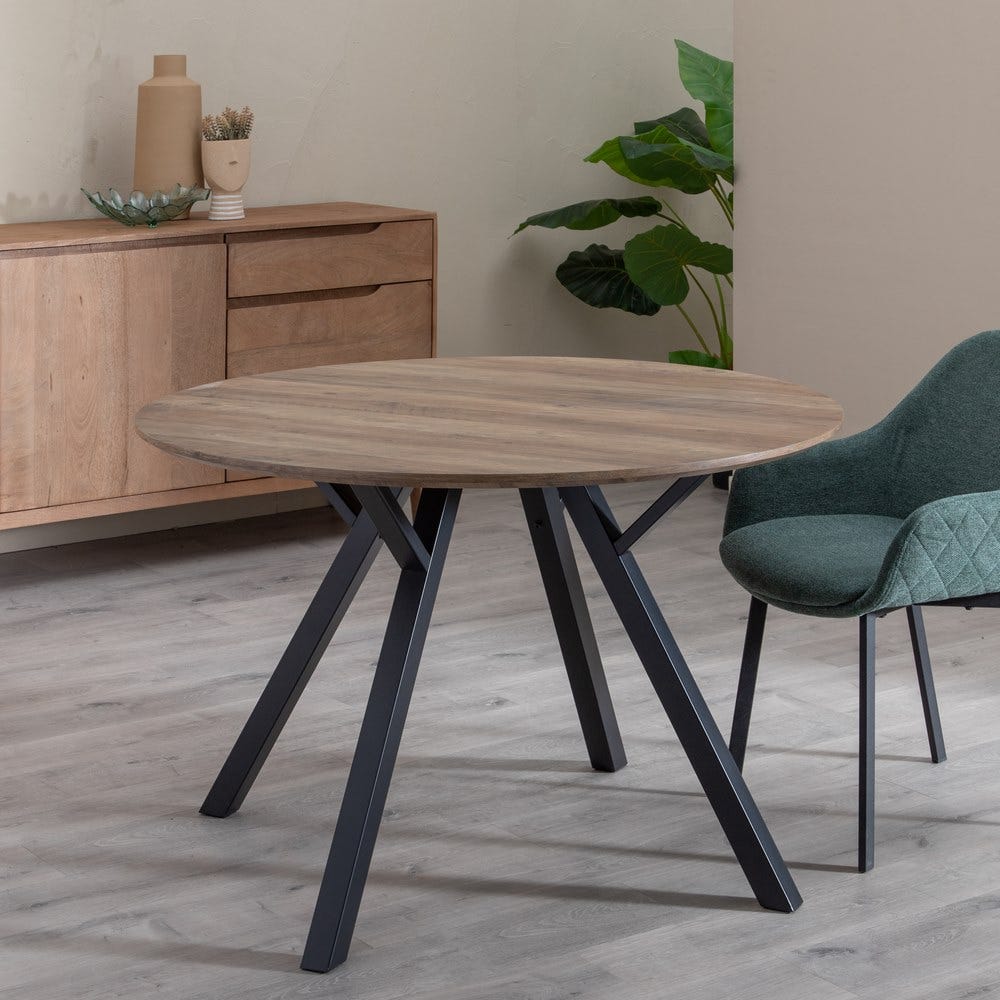 Mesa De Jantar Castanho-Negro Mdf-Metal 120 X 120 X 75 Cm - Image 3