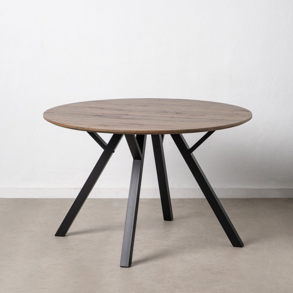 Mesa De Jantar Castanho-Negro Mdf-Metal 120 X 120 X 75 Cm - Image 4