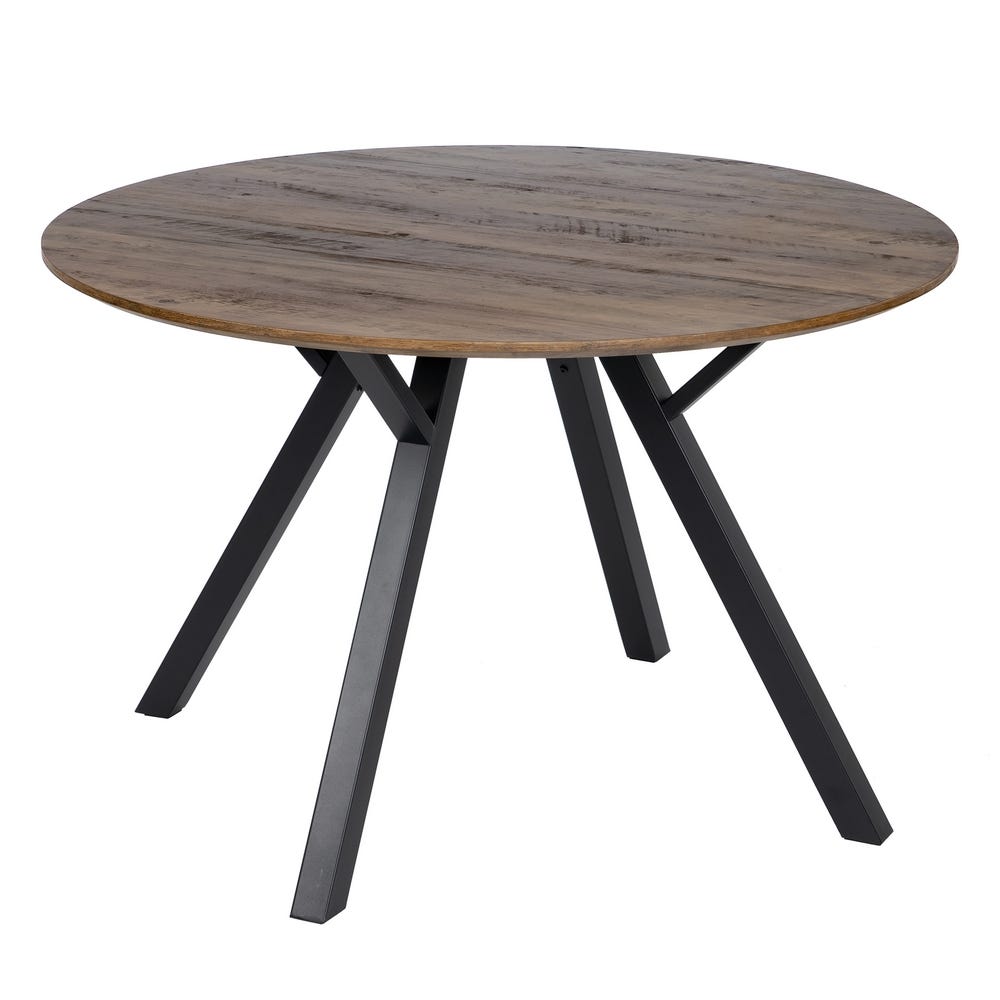 Mesa De Jantar Castanho-Negro Mdf-Metal 120 X 120 X 75 Cm - Image 5