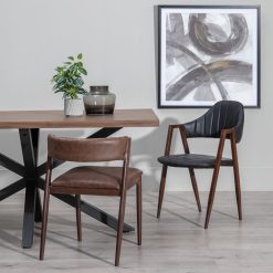 Mesa De Jantar Castanho-Negro Mdf-Metal 160 X 90 X 76 Cm