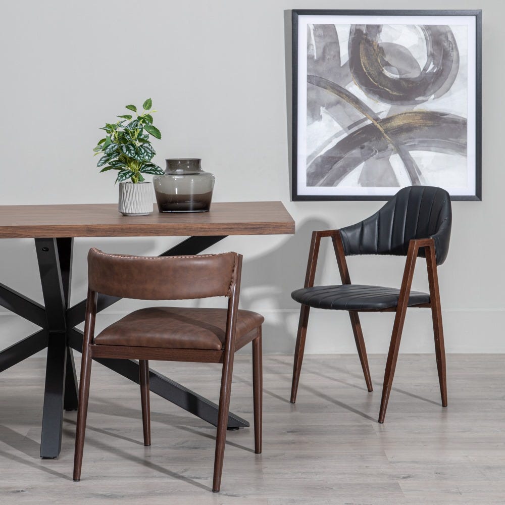 Mesa De Jantar Castanho-Negro Mdf-Metal 160 X 90 X 76 Cm - Image 4