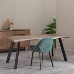 Mesa De Jantar Castanho-Negro Mdf-Metal 180 X 90 X 75 Cm