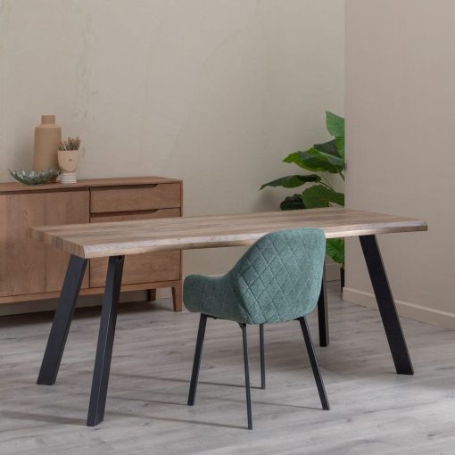 Mesa De Jantar Castanho-Negro Mdf-Metal 180 X 90 X 75 Cm