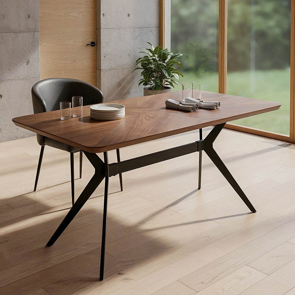 Mesa De Jantar Castanho-Negro Mdf-Metal 180 X 90 X 76 Cm - Image 2