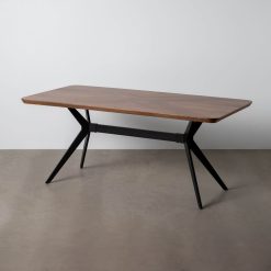 Mesa De Jantar Castanho-Negro Mdf-Metal 180 X 90 X 76 Cm