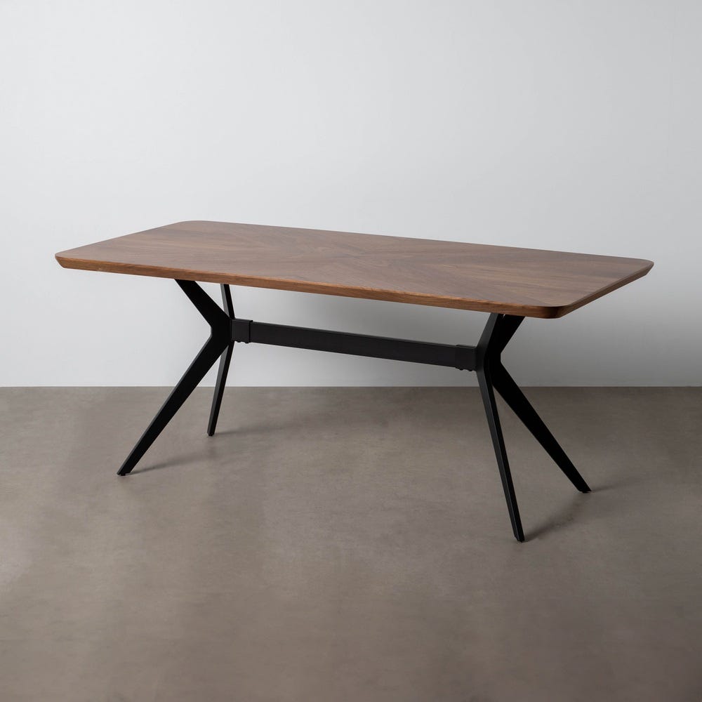 Mesa De Jantar Castanho-Negro Mdf-Metal 180 X 90 X 76 Cm - Image 4