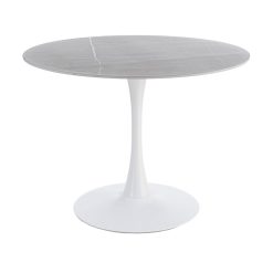 Mesa De Jantar Cinza Pedra Sinterizada 100 X 100 X 75 Cm