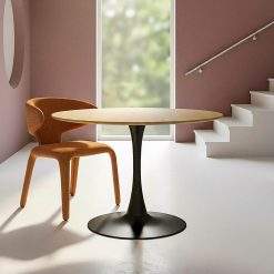 Mesa De Jantar Natural-Branco Mdf-Metal 100 X 100 X 75 Cm