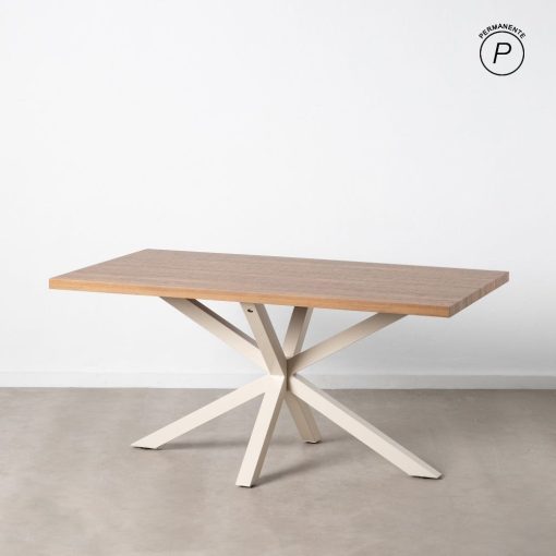 Mesa De Jantar Natural-Branco Mdf-Metal 160 X 90 X 76 Cm - Image 2