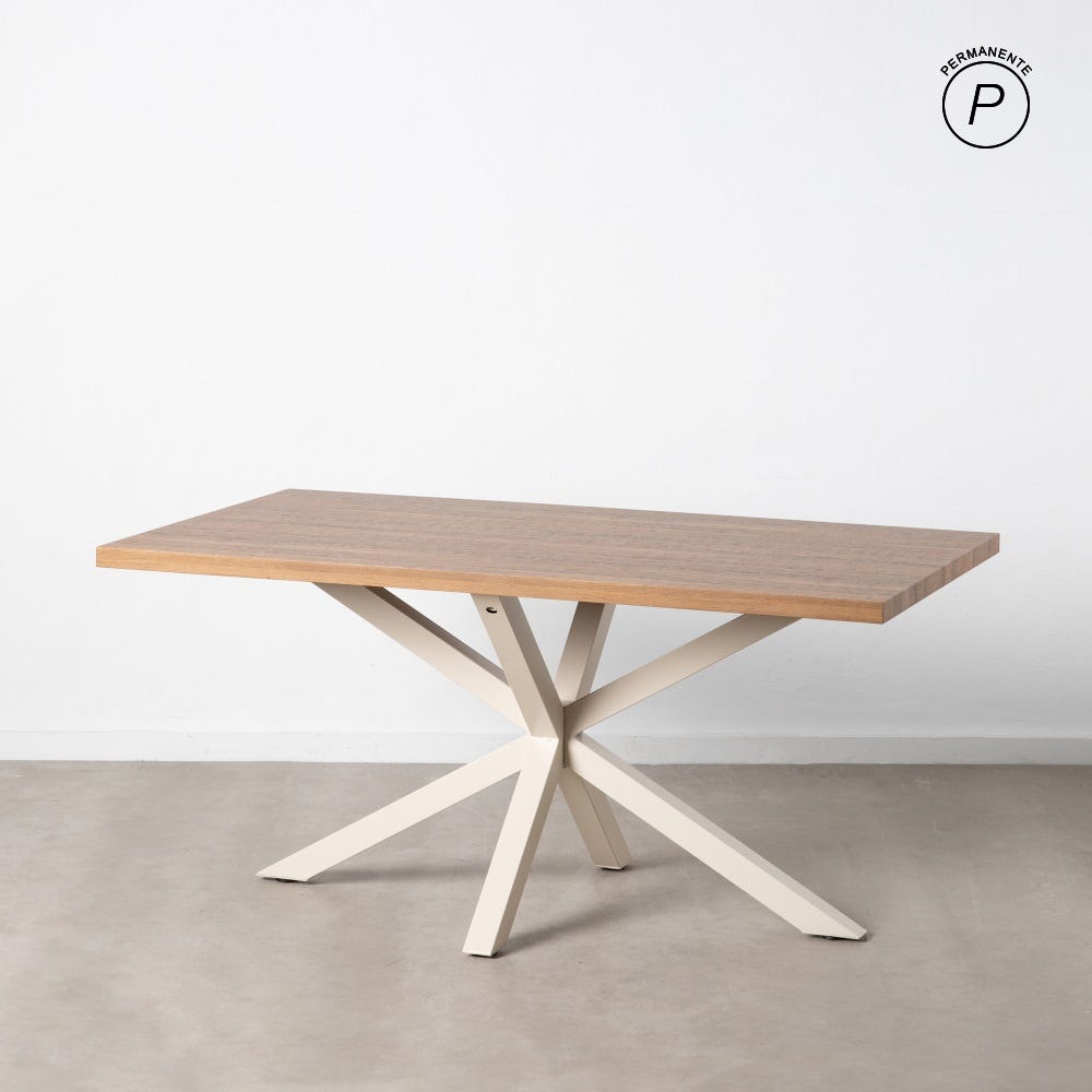 Mesa De Jantar Natural-Branco Mdf-Metal 160 X 90 X 76 Cm - Image 2