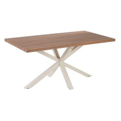 Mesa De Jantar Natural-Branco Mdf-Metal 160 X 90 X 76 Cm