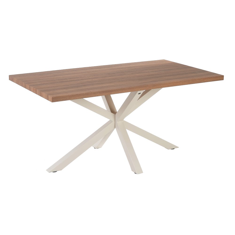 Mesa De Jantar Natural-Branco Mdf-Metal 160 X 90 X 76 Cm