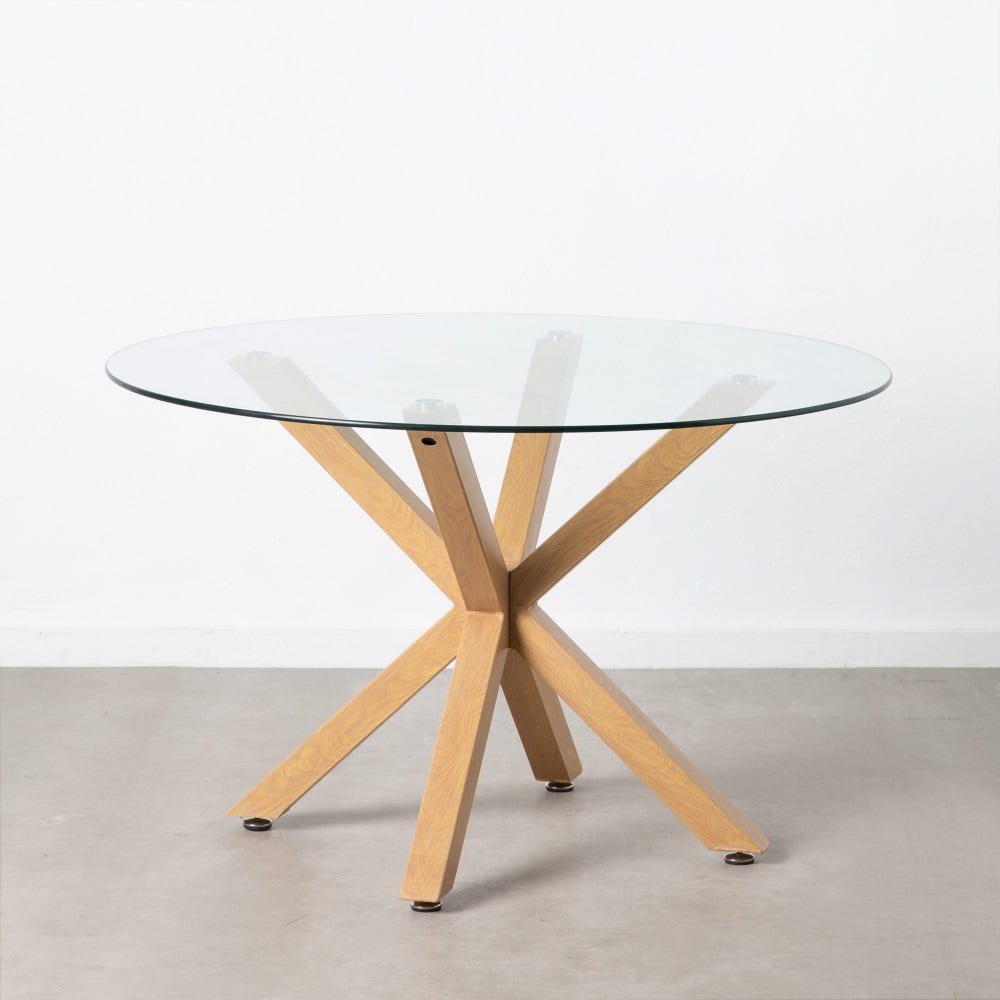 Mesa De Jantar Natural Cristal-Metal 120 X 120 X 76 Cm - Image 2