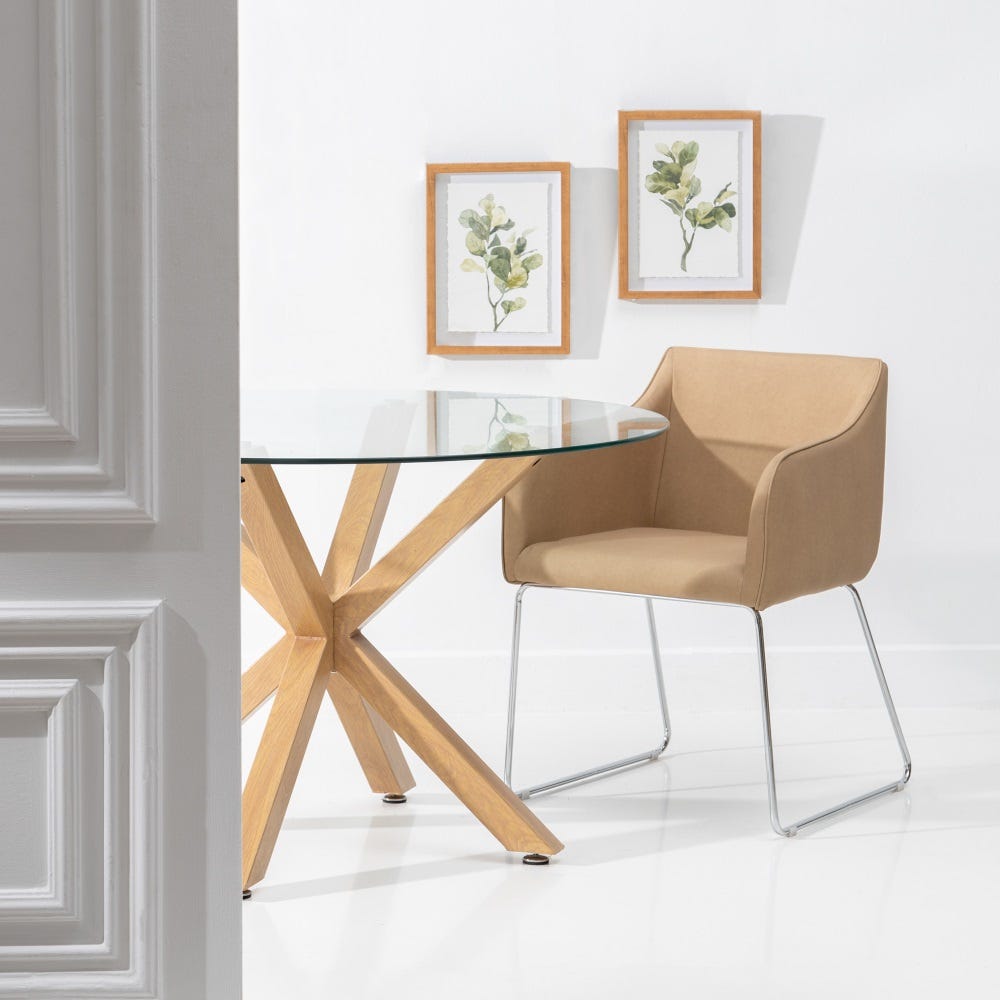 Mesa De Jantar Natural Cristal-Metal 120 X 120 X 76 Cm - Image 4