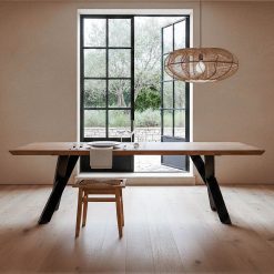 Mesa De Jantar Natural Madeira-Ferro 240 X 100 X 76 Cm