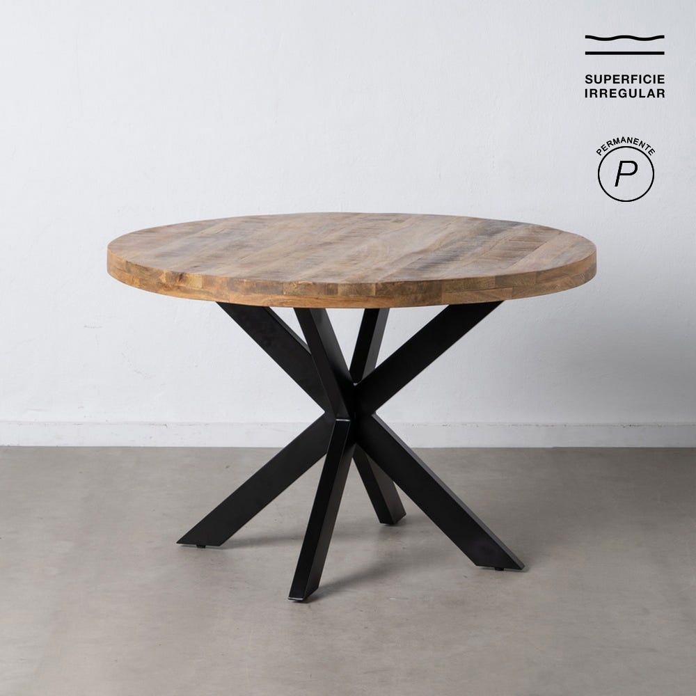 Mesa De Jantar Natural-Preto 120 X 120 X 79 Cm - Image 2