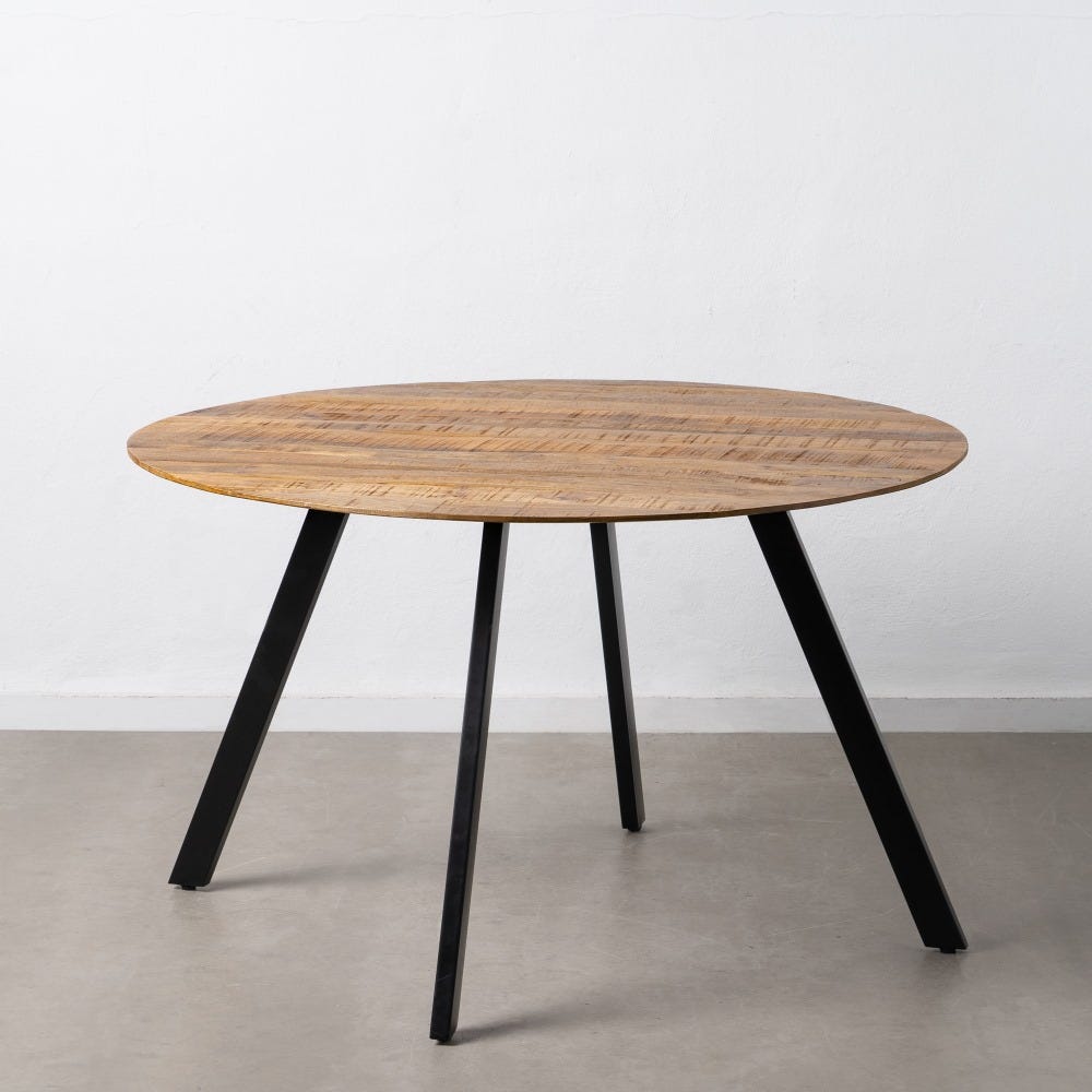 Mesa De Jantar Natural-Preto 130 X 130 X 77 Cm - Image 2