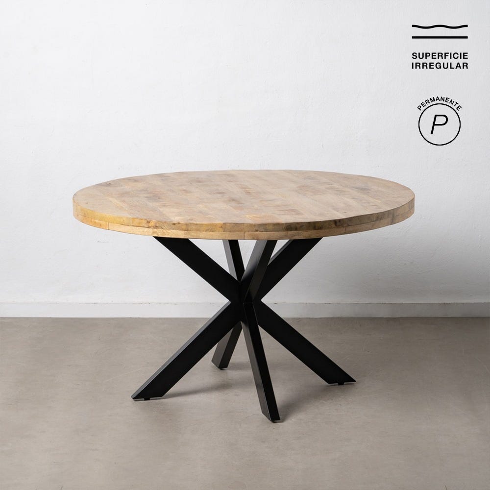 Mesa De Jantar Natural-Preto 130 X 130 X 77 Cm - Image 2
