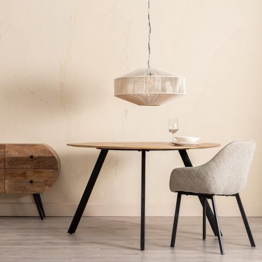 Mesa De Jantar Natural-Preto 130 X 130 X 77 Cm