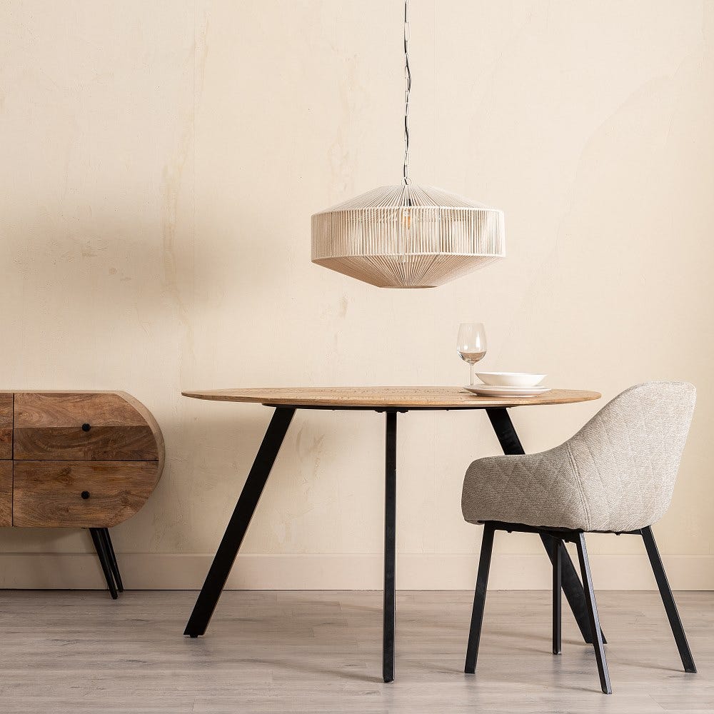 Mesa De Jantar Natural-Preto 130 X 130 X 77 Cm