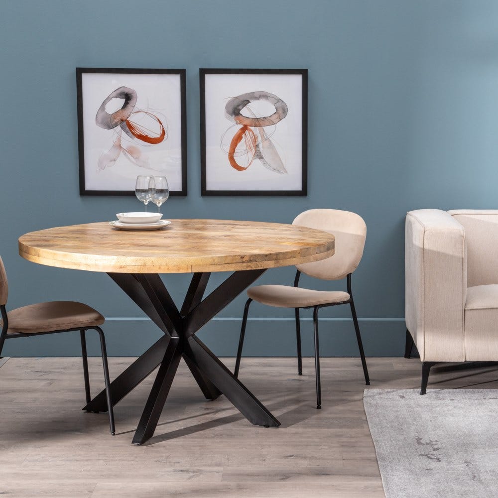 Mesa De Jantar Natural-Preto 130 X 130 X 77 Cm