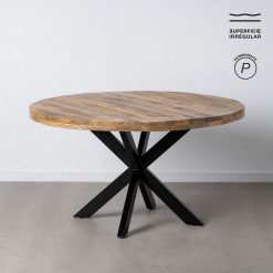 Alternative view of Mesa De Jantar Natural-Preto 140 X 140 X 77 Cm