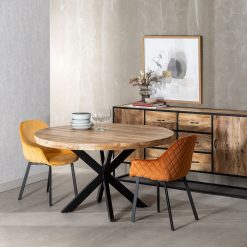 Mesa De Jantar Natural-Preto 140 X 140 X 77 Cm