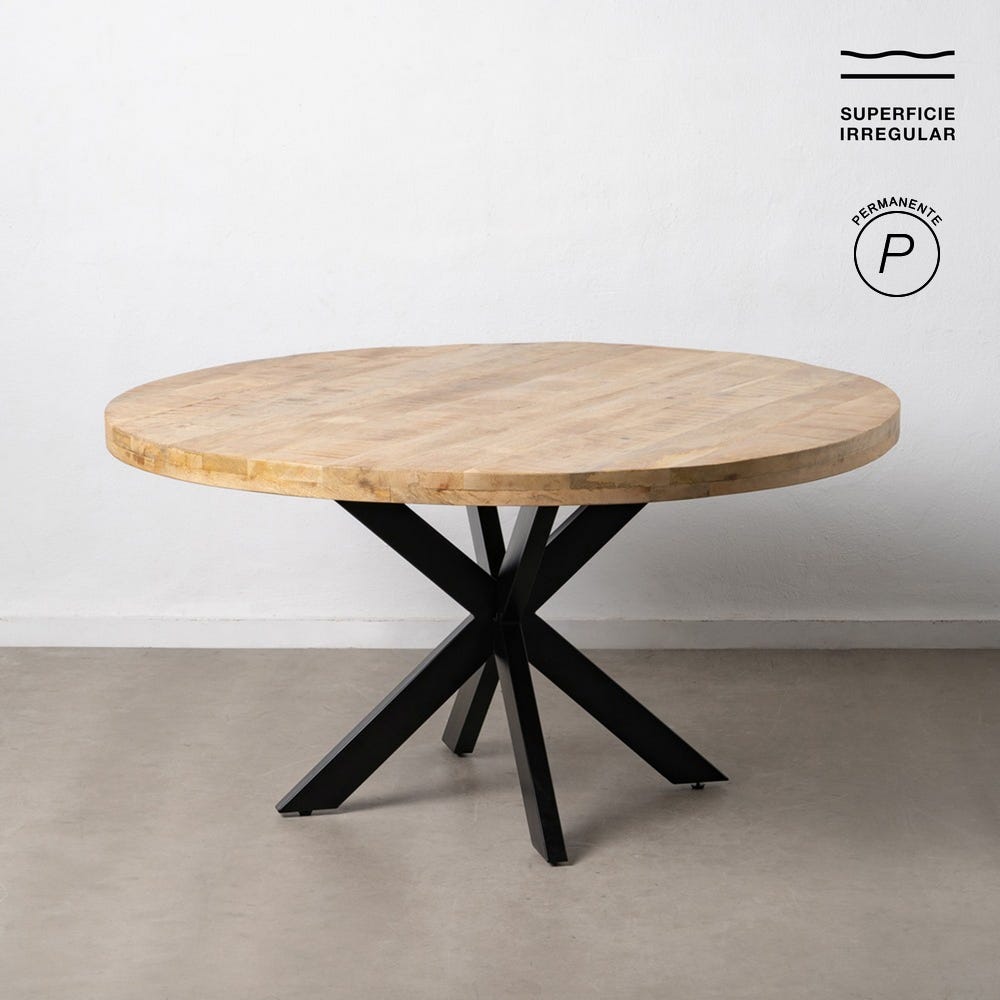 Mesa De Jantar Natural-Preto 150 X 150 X 77 Cm - Image 2