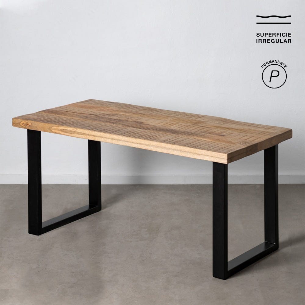Mesa De Jantar Natural-Preto 160 X 90 X 76 Cm - Image 9