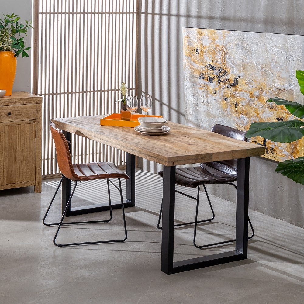 Mesa De Jantar Natural-Preto 160 X 90 X 76 Cm - Image 6