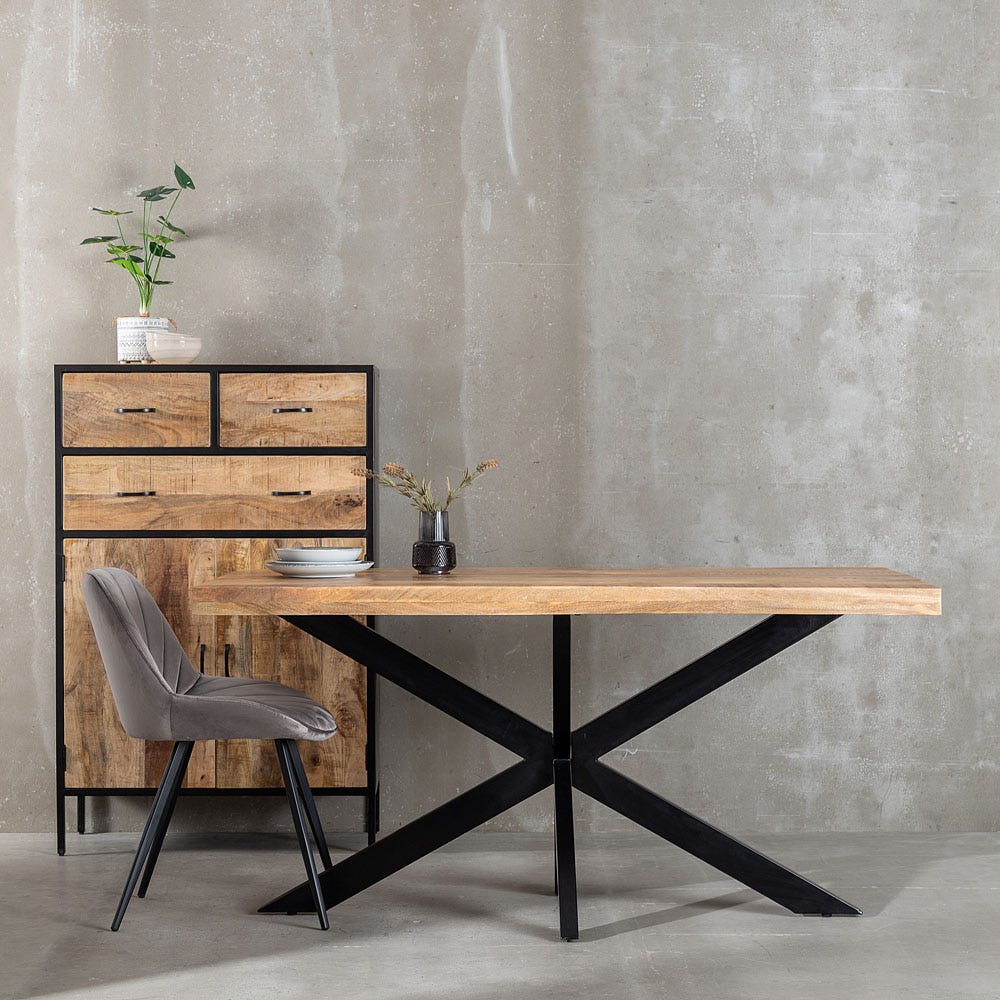 Mesa De Jantar Natural-Preto 160 X 90 X 79 Cm - Image 5