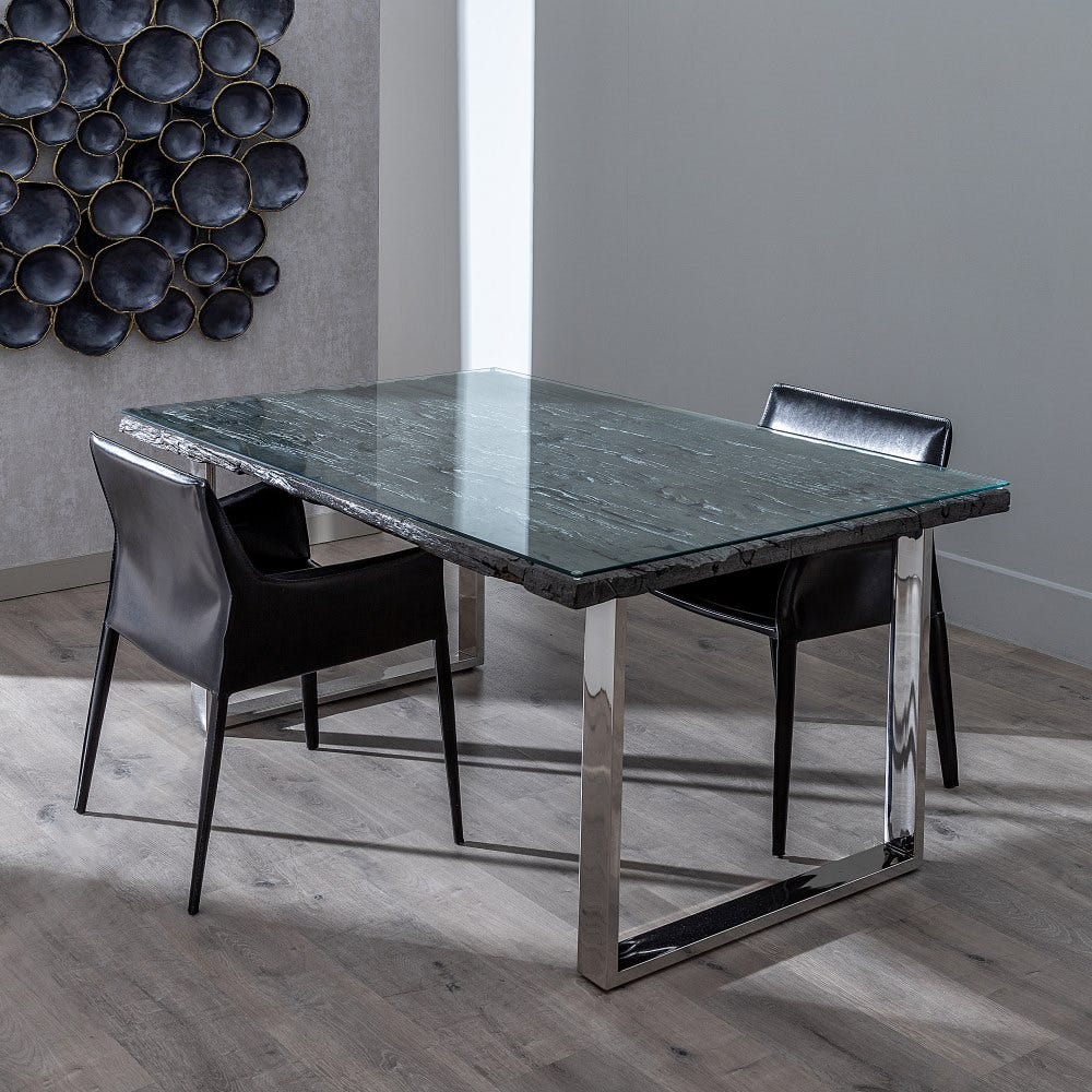 Mesa De Jantar Preto Madeira / Aço Room 160 X 100 X 79 Cm