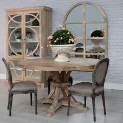 Mesa De Jantar Redonda Branco Decapagem 150 X 150 X 76 Cm