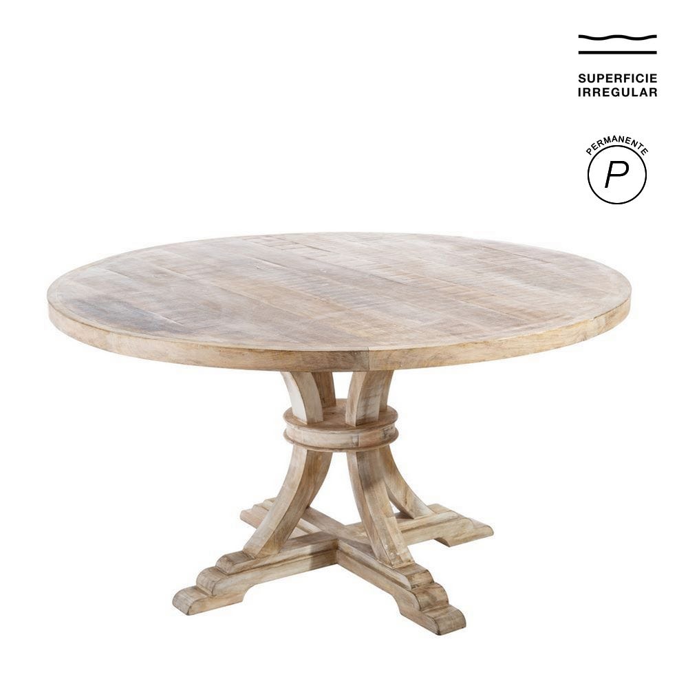 Mesa De Jantar Redonda Branco Decapagem 150 X 150 X 76 Cm - Image 6