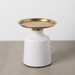 Mesinha Branco-Ouro Metal Decoração 50 X 50 X 47